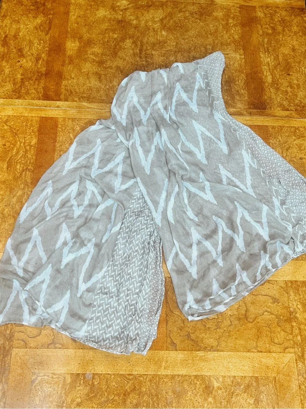 Boho Neutral Chevron Print Lightweight Scarf Shawl Wrap Headwrap, One Size